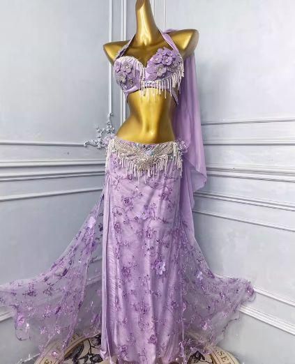 ベリーダンス オリエンタル衣装 レースパープル ブラスカート オーダーメイド ベリーダンス オリエンタル衣装 レースパープル ブラスカート