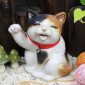 信楽焼 陶器 やきもの 信楽 置物 招き猫 ネコ 縁起物 開店祝 新築祝 三毛猫 ギフト 福招きねこ(三毛) ok-0026