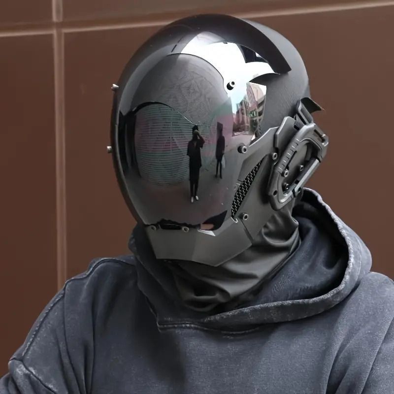 サイバーパンク クール SF 未来的 スタイリッシュ ハロウィン ハロウィーン 仮装 パーティー マスク 黒ヘルメット アクセサリー コスプレ 写真用 小道具 クラブ パーティー用品 ステージパフォーマンス