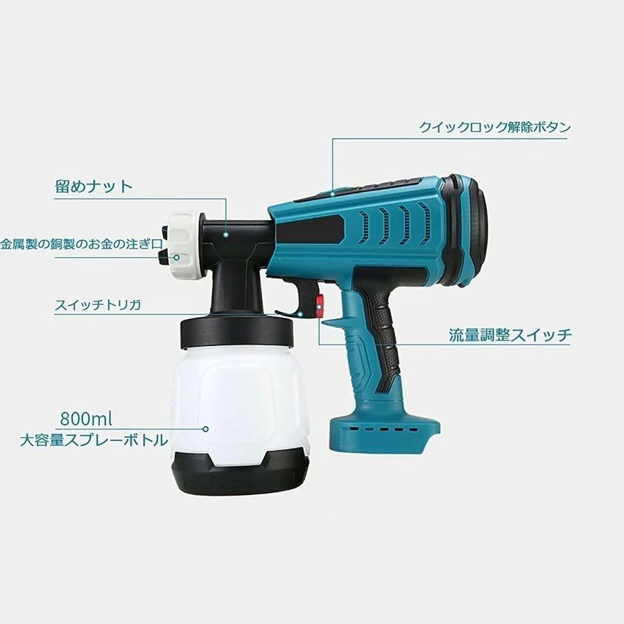 スプレーガン 幅調整式電動ガン 充電式小型電動ガン 18V 電池対応 [本体のみ] 電動スプレーガン 大容量タンク 電動ペインター 吹き付け式 塗装機  塗装 吹き付け塗装 ペンキ塗り DIY 油性 水性 噴霧 家庭用 - メルカリ