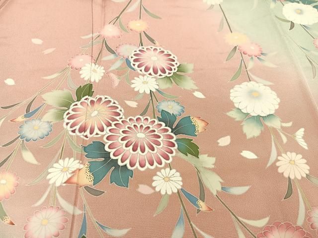 平和屋着物●訪問着　友禅　草花文　暈し染め　正絹　逸品　AABH3021ph 平和屋着物○訪問着 友禅 作家物 枝花文 暈し染め 正絹 逸品