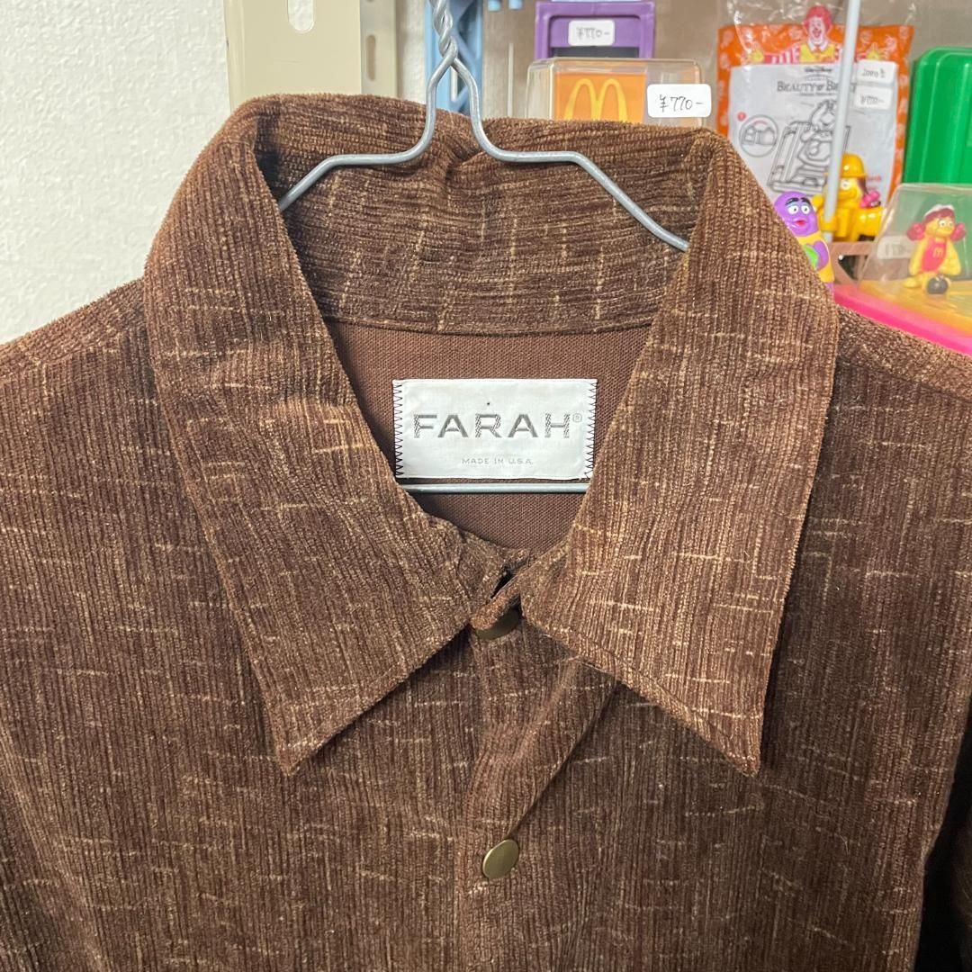 【US古着】FARAH 70s コーデュロイジャケット Made in USA 古着 FARAH ファーラー コーデュロイ ジャケット ブラウン