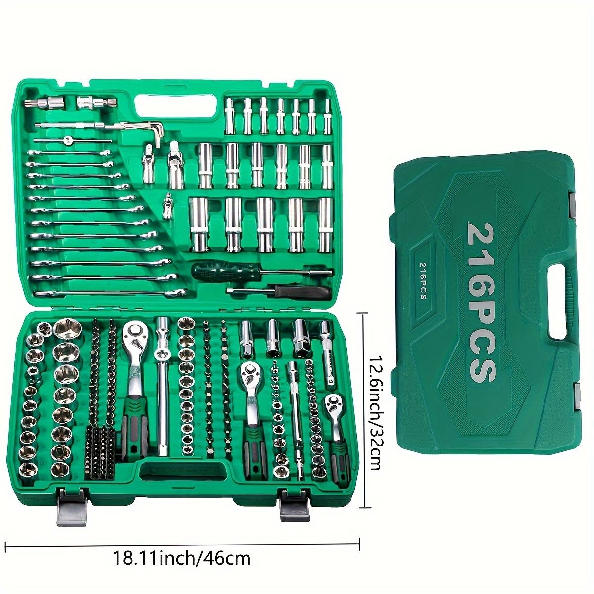 新着商品 216ピース究 のメカニックツールキット - 1|4 3|8 1|2 ドライブ ディープ＆スタンダードソケット ラチェットレンチ S2＆CR-Vスチール 自動車修理＆家庭用 - コンビネーションレンチ付き