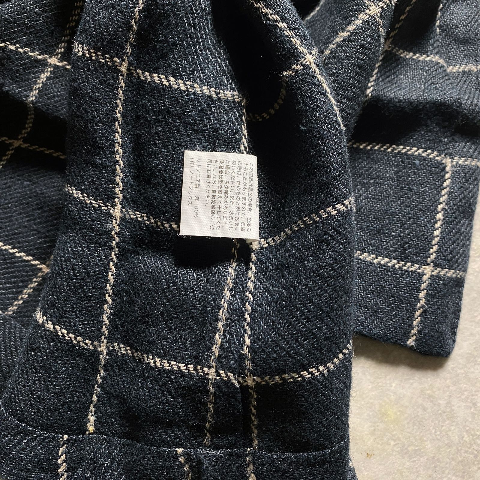 ☆fog linen work /ナチュラル リネン100% 麻 チェック フロント比翼