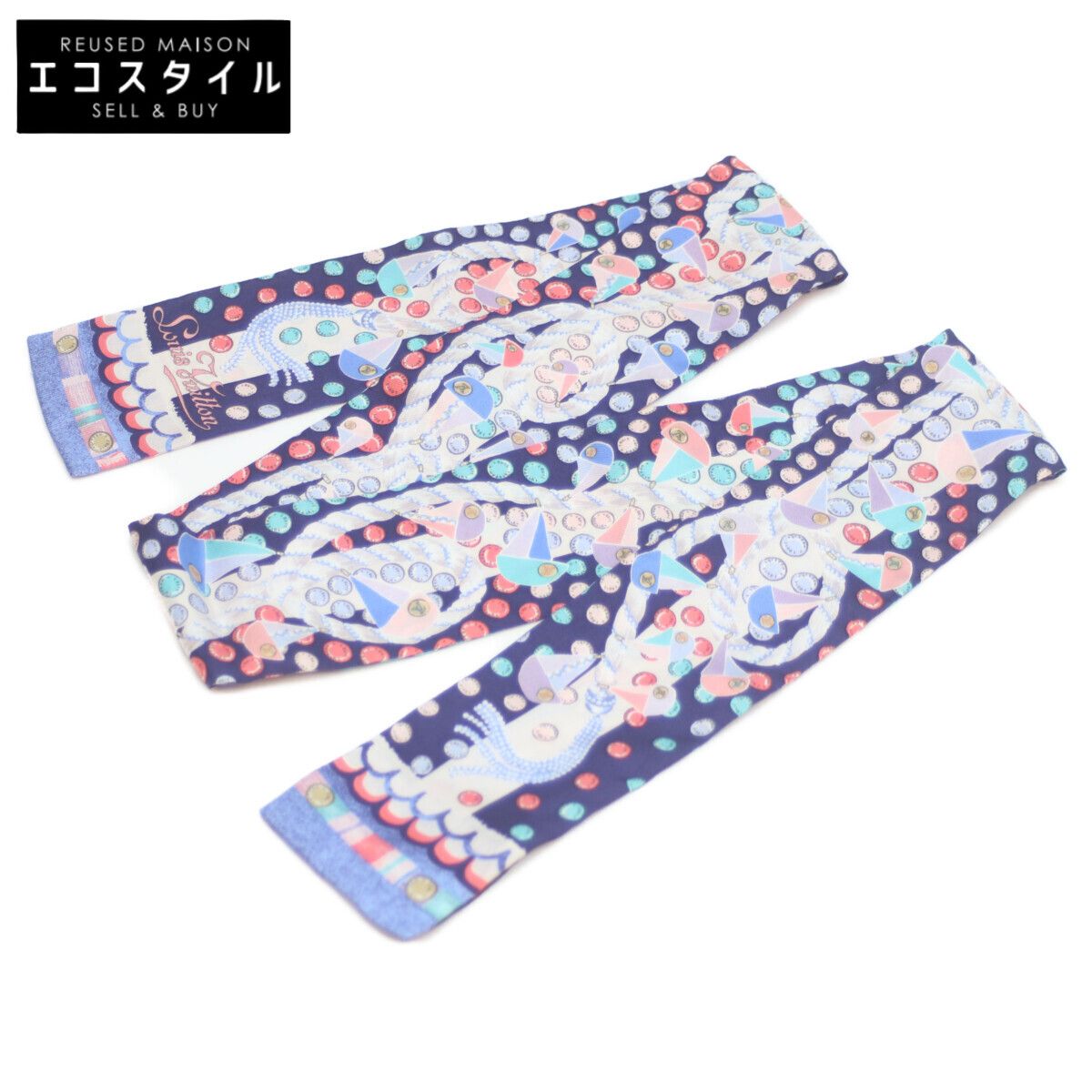 新品に近いLOUIS VUITTON シルクスカーフ ネイビー LOUIS VUITTON ルイヴィトン バンドー・LVビルディング シルク