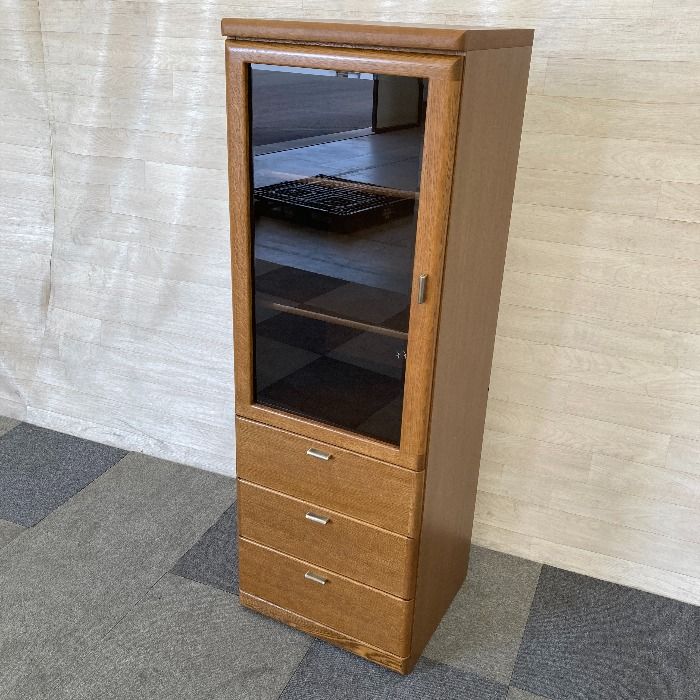 浜本工芸｜楢材｜ガラス扉本棚｜キャビネット 浜本工芸】ヴィンテージ