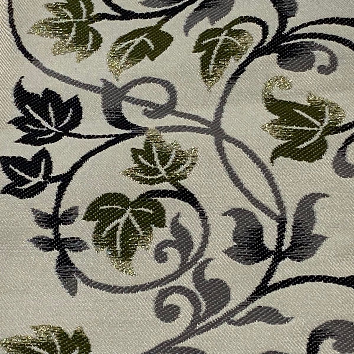 半幅帯 落款 唐草 金銀糸 クリーム 正絹