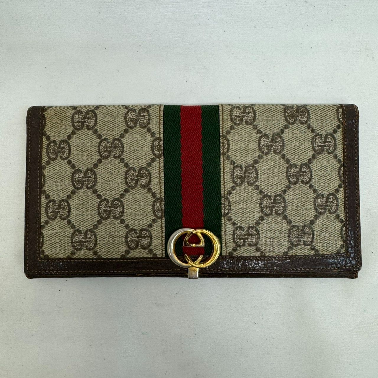 最高級☆オールドグッチ OLDGUCCI 長財布 シェリーライン GG柄 男女