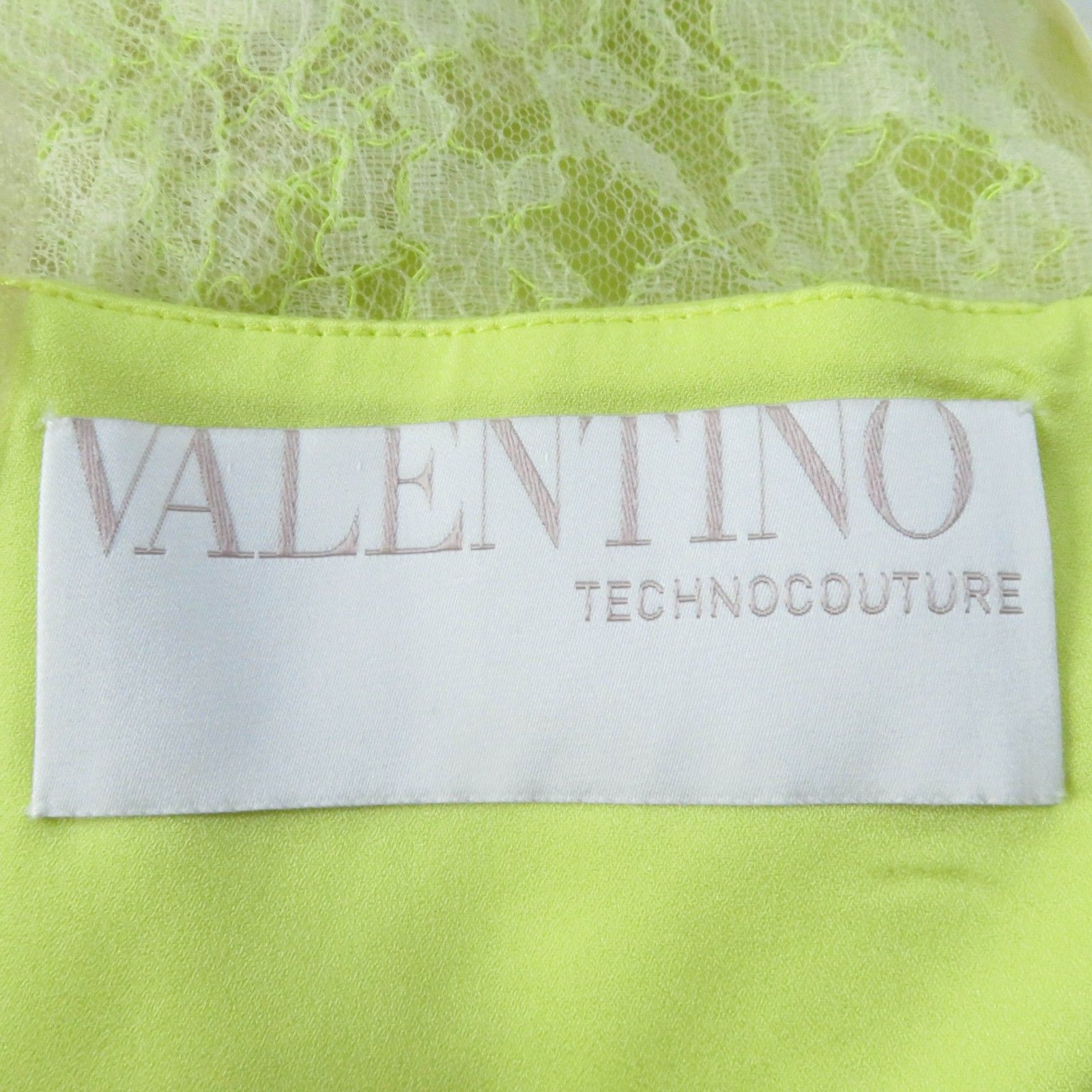 極美品☆VALENTINO ヴァレンティノ レース切替デザイン 半袖 ドレス ワンピース イエロー 38 イタリア製 正規品 レディース