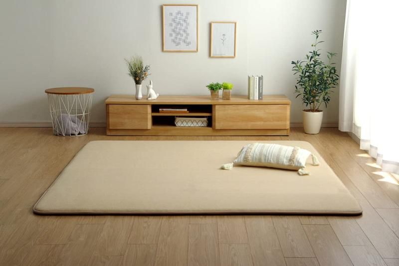 イケヒコ ラグ カーペット 正方形 約2畳 SARARI ベージュ 約185×185cm シンプル ボリューム オールシーズン パイル 防音 4978479