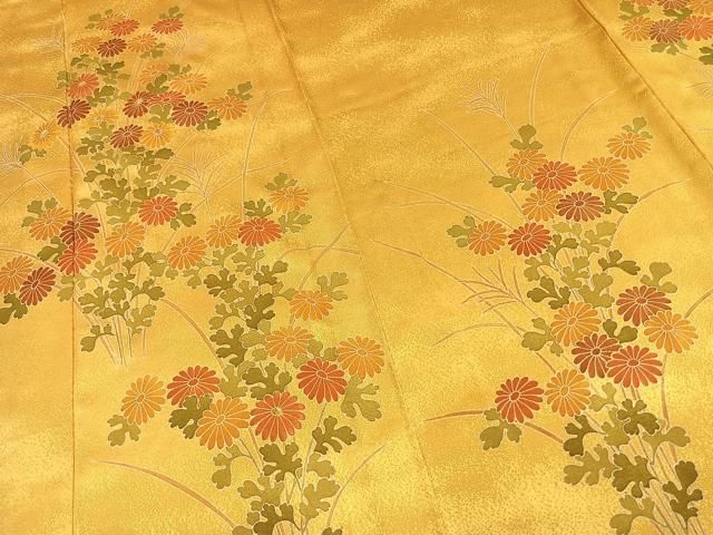 平和屋着物▽訪問着　単衣　草花文　金糸　正絹　逸品　未使用　AAAV2815fy 平和屋着物▽訪問着 単衣 草花文 金糸 正絹 逸品 未使用 AAAV2815fy