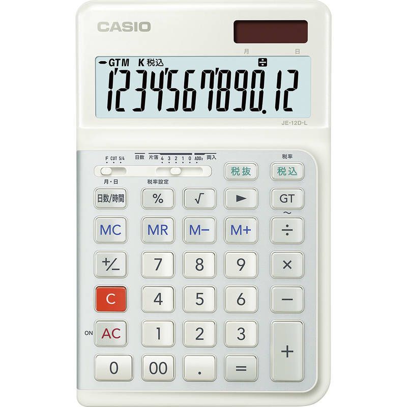 カシオ 人間工学電卓 左手用 JE-12D-L-WE-N