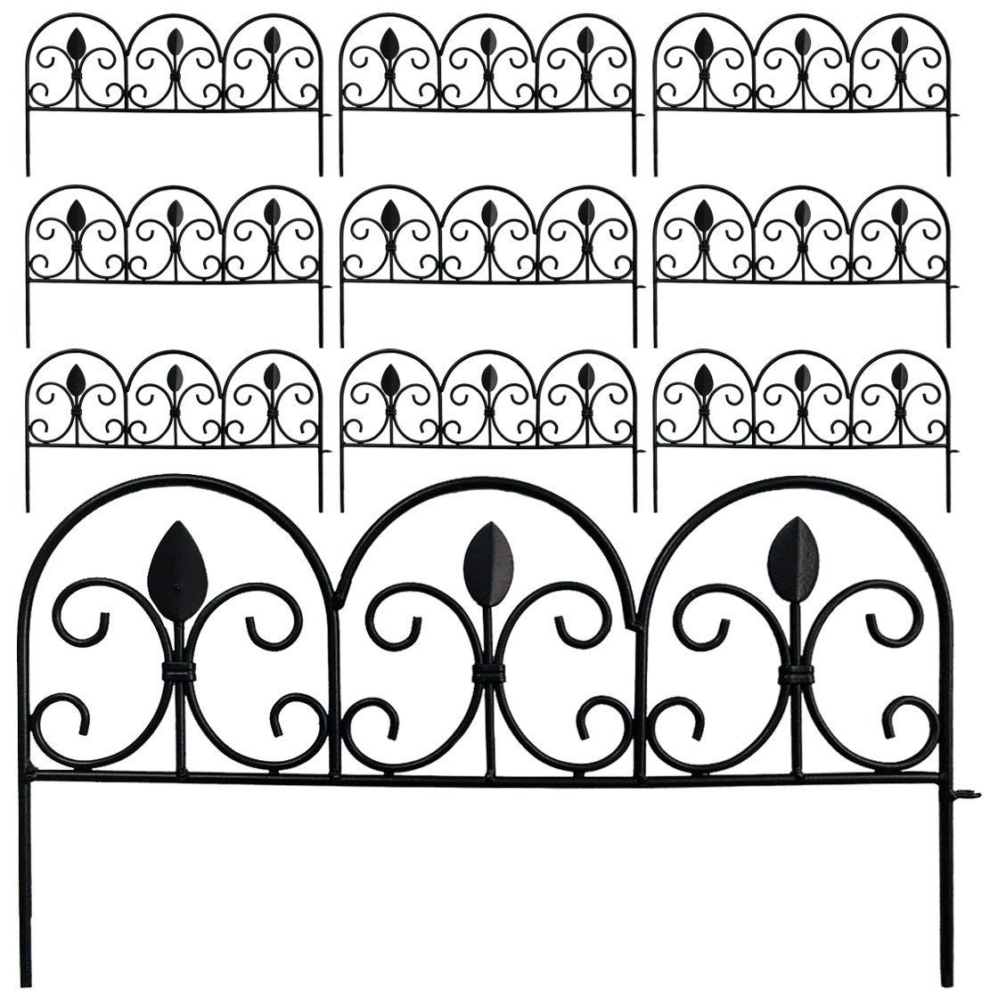 Size 10枚セット ガーデンガーデン アイアンミニフェンス リーフ 幅47cm×高さ25.5cm ブラック 10枚セット SS-IPN-7238TG-10P-BLK