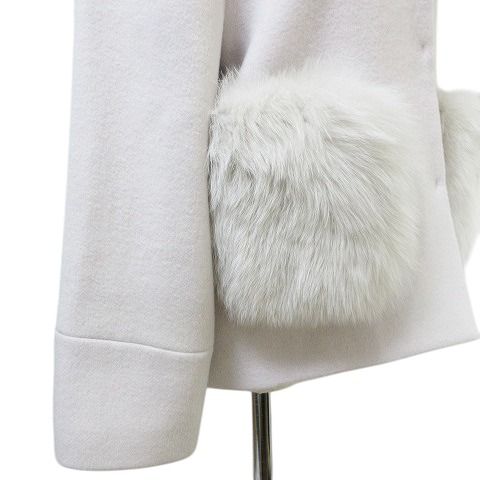 新品 JUSGLITTY ファーポケットミディコートグレージュM