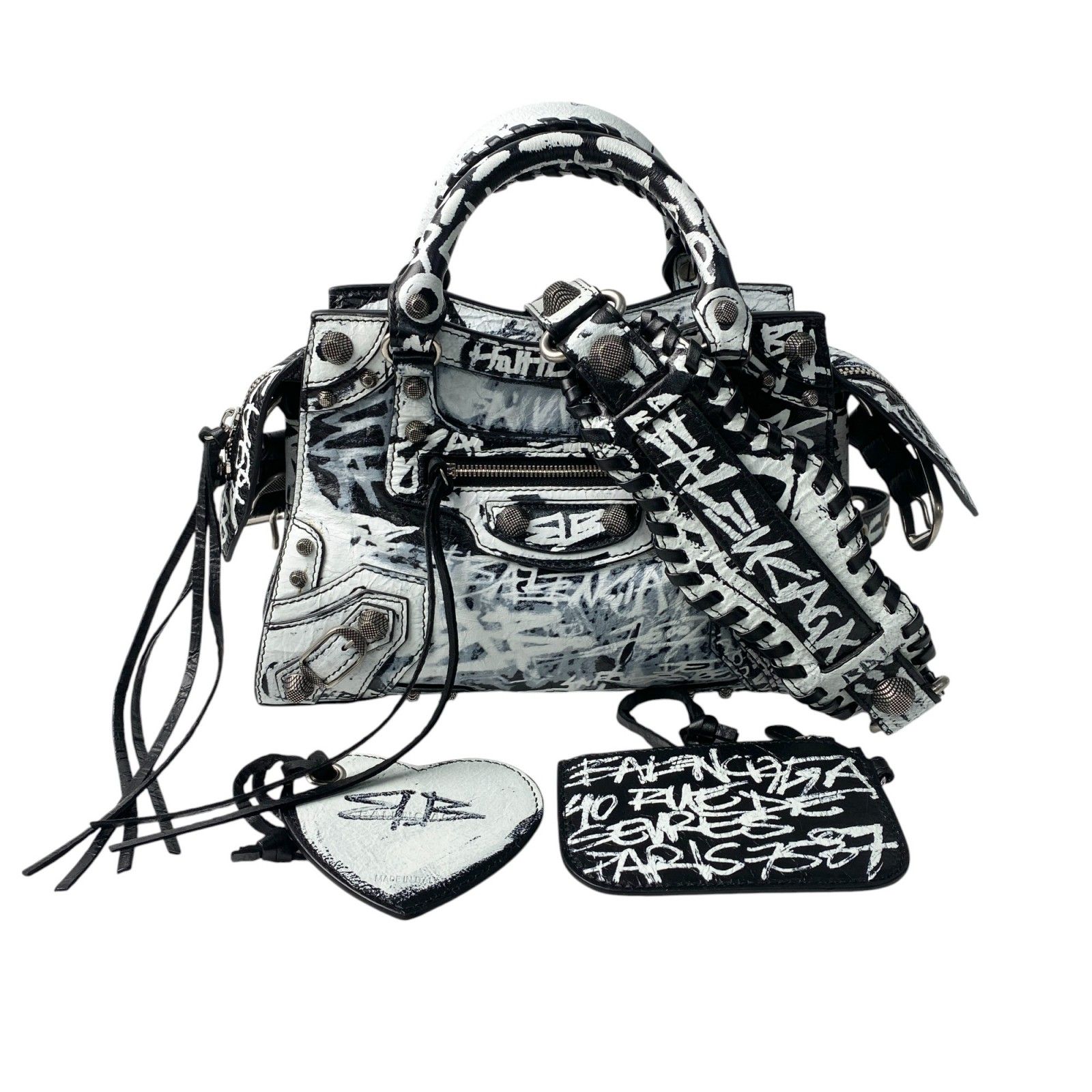 美品 BALENCIAGA 700940ネオカゴール XS グラフィティ バレンシアガ ネオカゴールXS 2way ショルダーバッグ