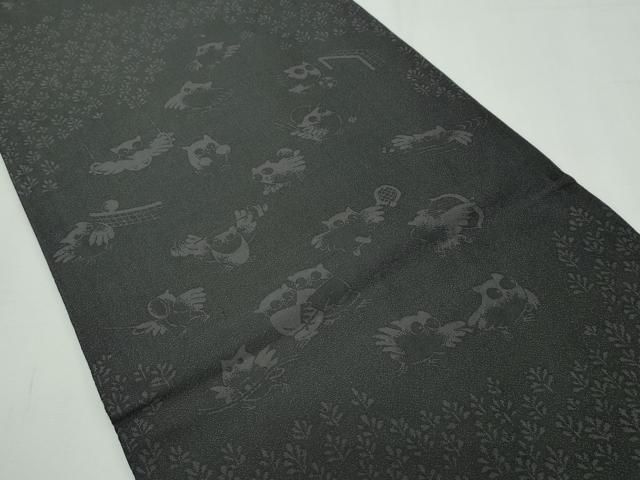 平和屋本店■極上　西陣　まいづる謹製　九寸名古屋帯　フクロウ　反端付き　逸品　未使用　CZAA2269s5 平和屋本店□極上 西陣 まいづる謹製 九寸名古屋帯 フクロウ 反端付き