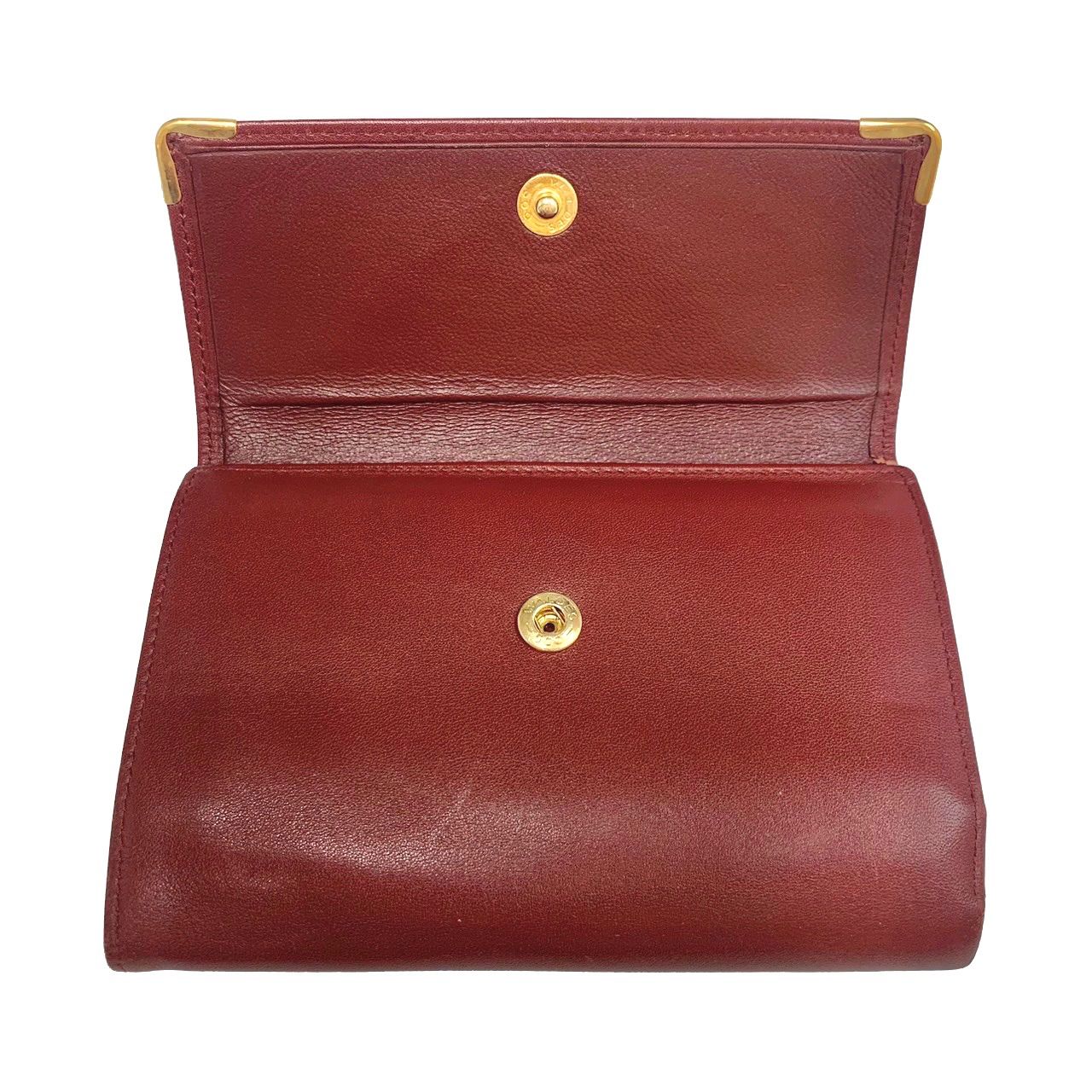 美品⭐️Carier カルティエ】 三つ折り 財布 がま口付き ボルドー