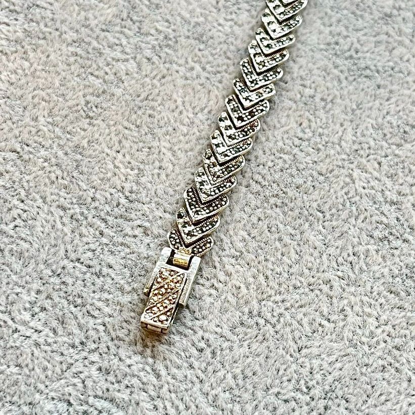 シルバーブレスレット シルバー925 マーカサイト ヴィンテージ風