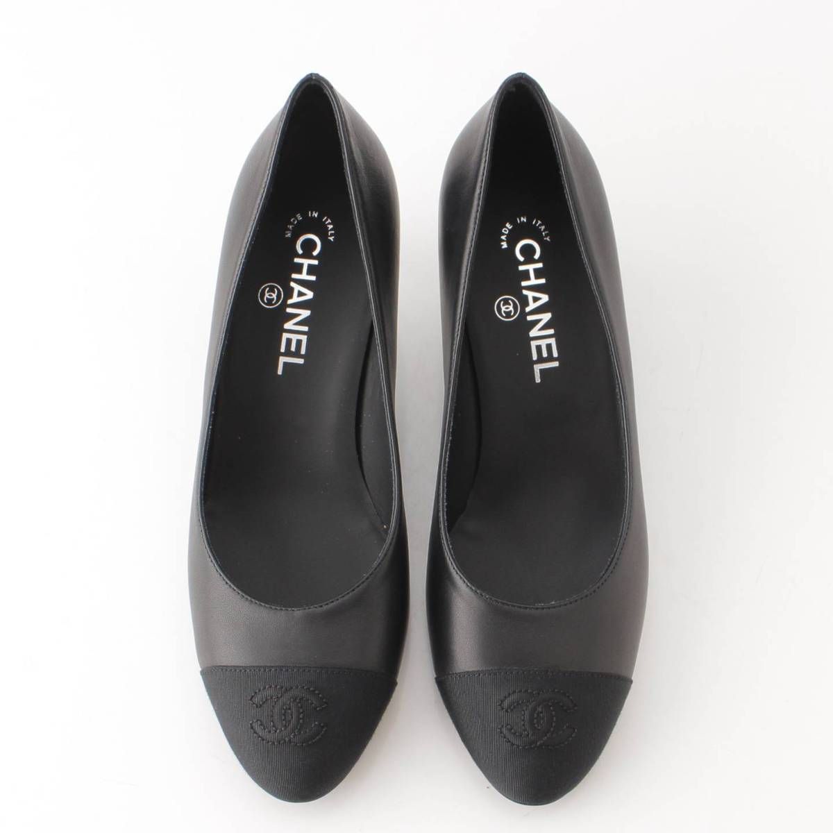 シャネル】Chanel 21P ココマーク ラムスキン キャップトゥ パンプス  