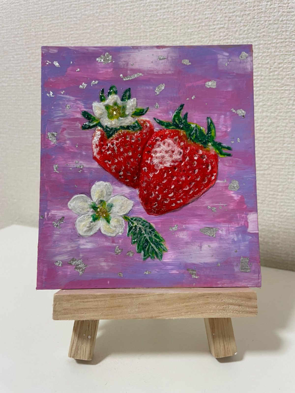 メルカリshops ゆめかわ いちご 食品サンプル アクリル絵画