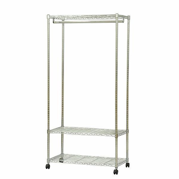 ハンガーラック 衣類収納 約幅90cm 支柱径25mm メッキ スチールワードローブ 組立品 リビング ベッドルーム 子供部屋 代引不可