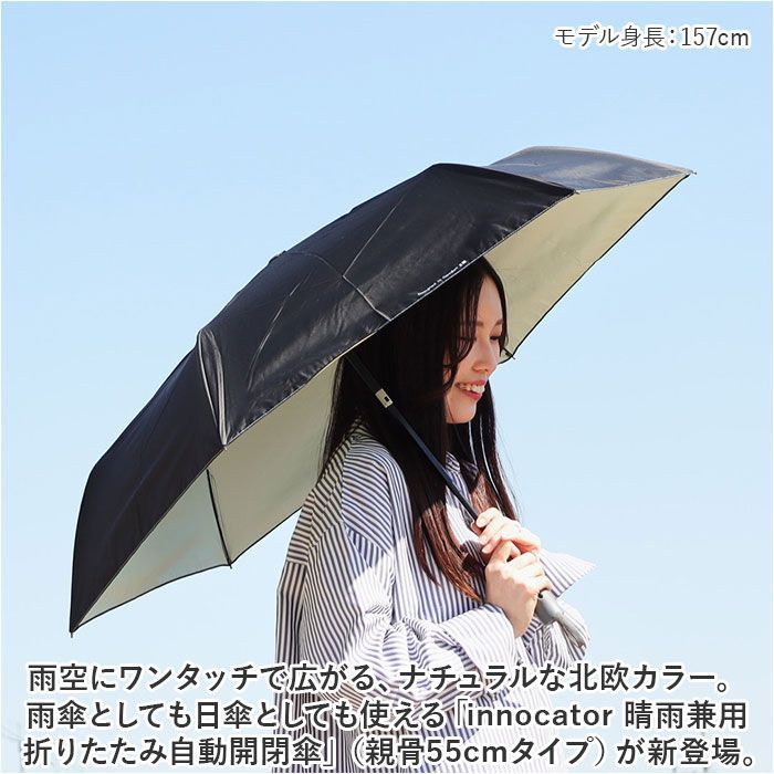 ☆ ネイビー ☆ innovator イノベーター 晴雨兼用自動開閉ミニ傘 55cm