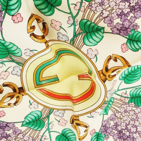 グッチ GUCCI スカーフ シルク 絹 大判 スプリングフラワー バラ