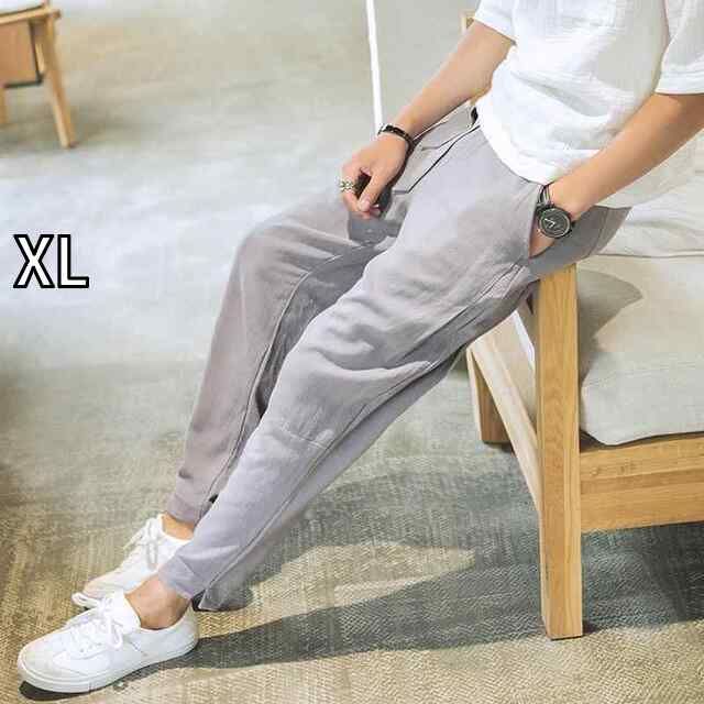 [XL]秋　冬 コーデ メンズ 用 服 シンプル ファッション オシャレ 大人 かっこいい 大きいサイズ ストリート 紳士服  薄手 通気 綿 リネン パンツ カジュアル ズボン