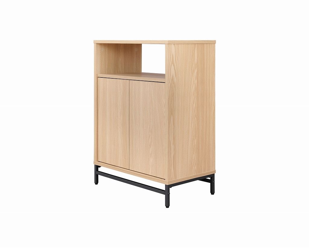 アイリスオーヤマ ユニットキャビネット 幅約59×奥行約35.1×高さ約81.2cm オープン収納 プッシュオープン収納 可動棚 ナチュラル|ブラック UTC-590W IRIS OHYAMA