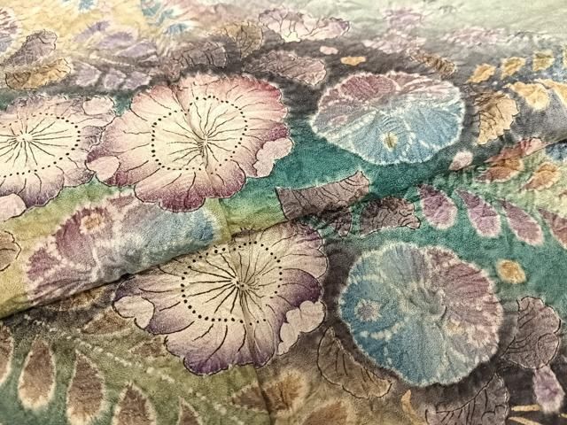 平和屋着物○訪問着 作家物 泰常 辻が花 絞り 暈し染め 金彩 銀通し地