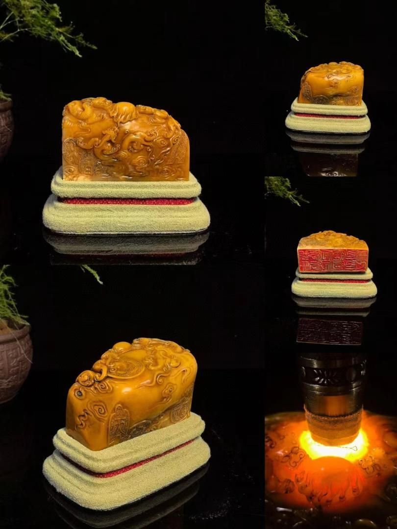 中国古美術・旧蔵寿山石瑞獣献宝の印鑑・手彫り・田黄石・風水・書道具・文房具・置物 中国古美術・旧蔵寿山石瑞獣献宝の印鑑・手彫り・田黄石・風水・書道具