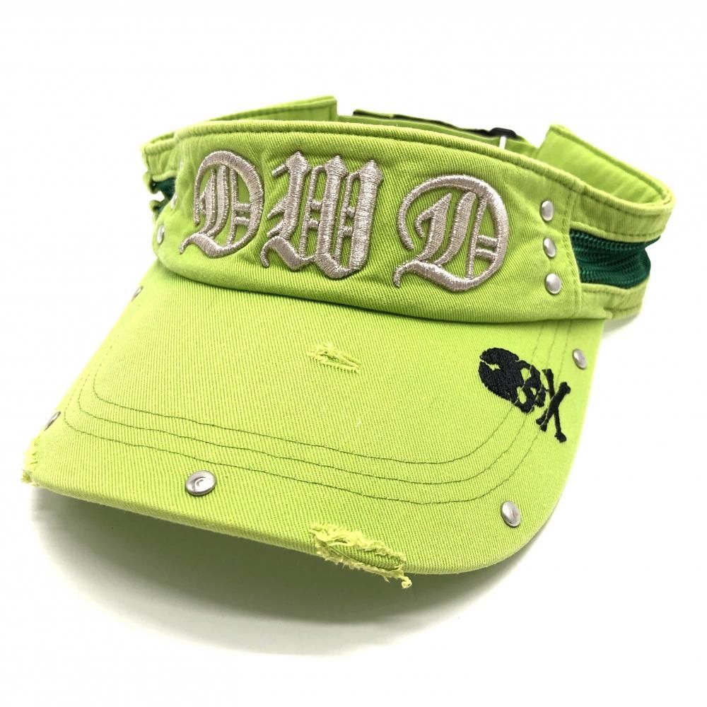 ダンスウィズドラゴン サンバイザー ライトグリーン×シルバー スカル ダメージ加工 フリーサイズ  ゴルフウェア Dance With Dragon