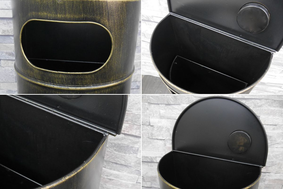 アメリカンレトロ ドラム缶型 半円 ゴミ箱 ダストボックス BZ-126 NEXPOTALLINN_EU