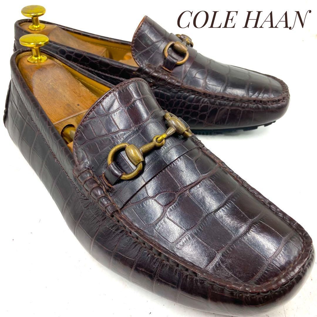 COLE HAAN コールハーン クロコ調 ホースビットローファー 茶 ブラウン 25cm