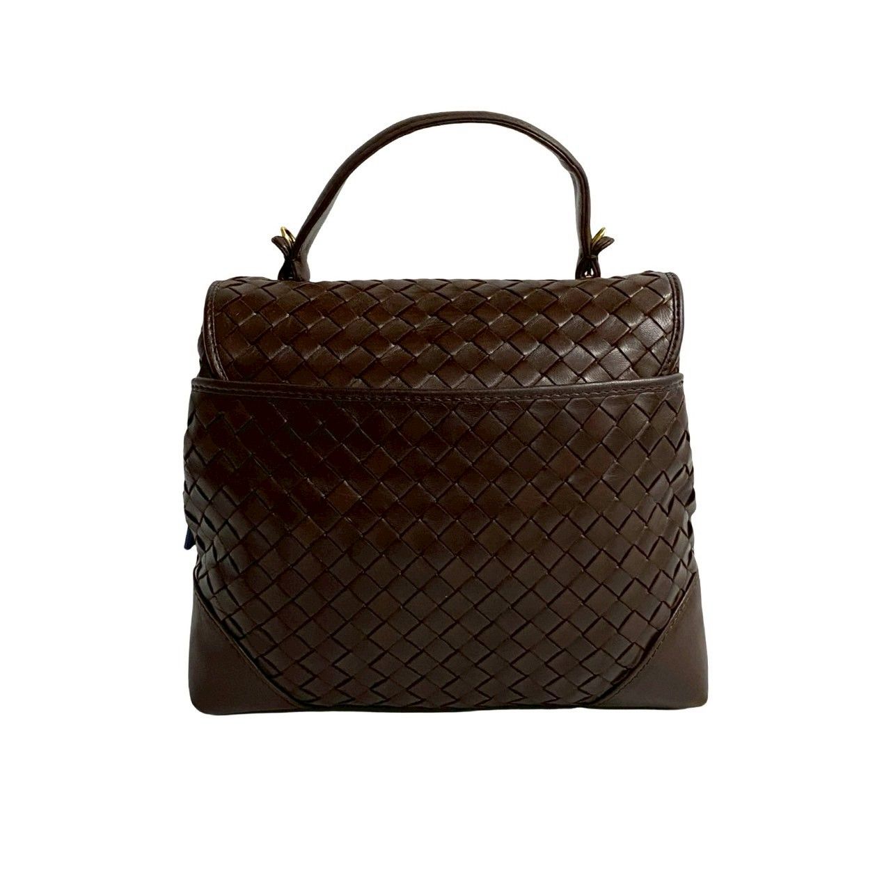 Vintage BOTTEGA VENETA イントレチャート ハンドバッグ 茶 極 美品 BOTTEGA VENETA ボッテガヴェネタ イントレチャート