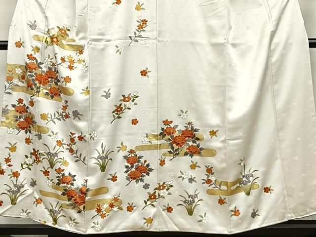 平和屋着物■訪問着　駒刺繍　冊子エ霞花文　金銀彩　逸品　未使用　BAAJ7320pk 平和屋着物□訪問着 駒刺繍 エ霞雲取り天井花文 金彩