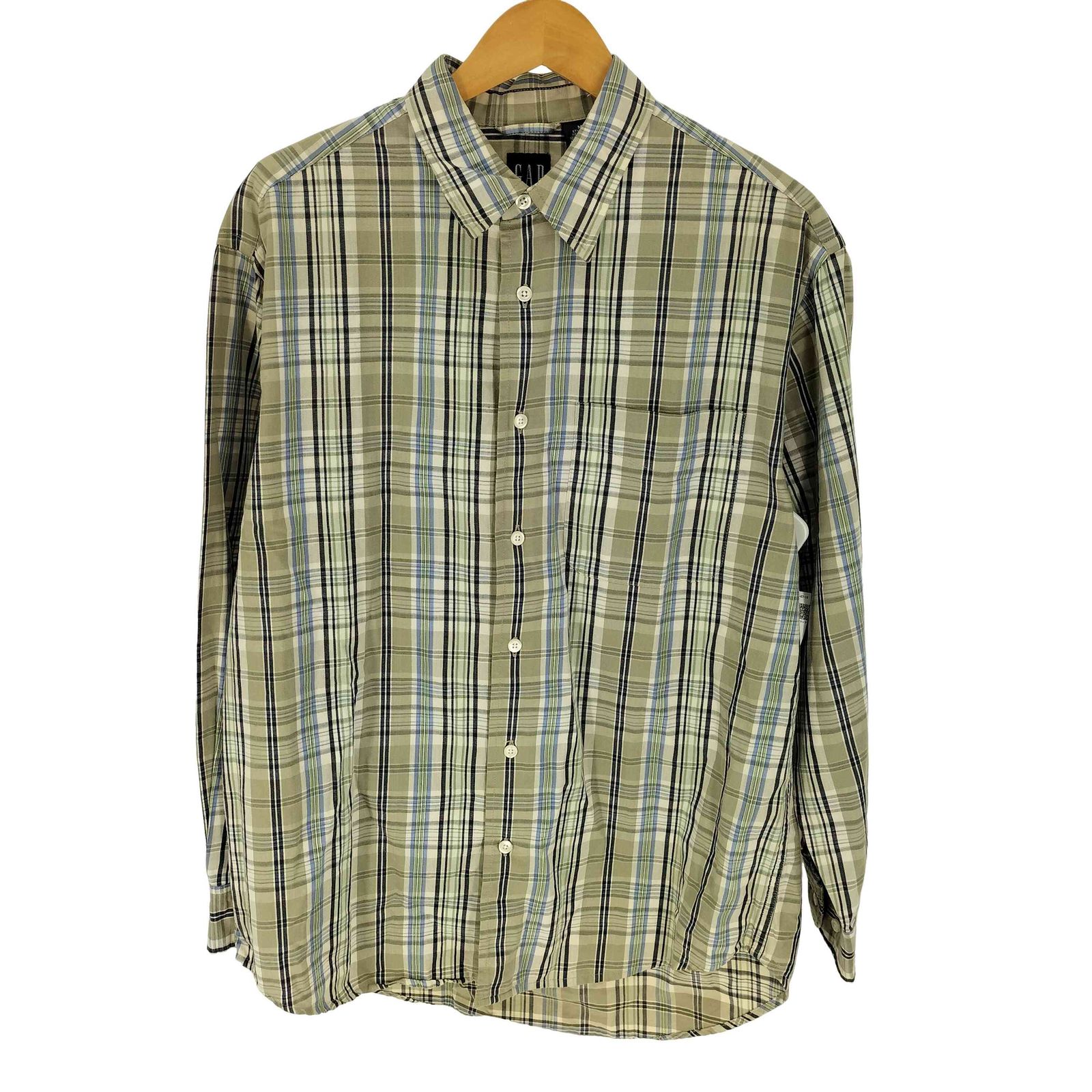 ギャップ Gap 90S 紺タグ インド綿 マドラスチェック  L/S シャツ メンズ import：M 