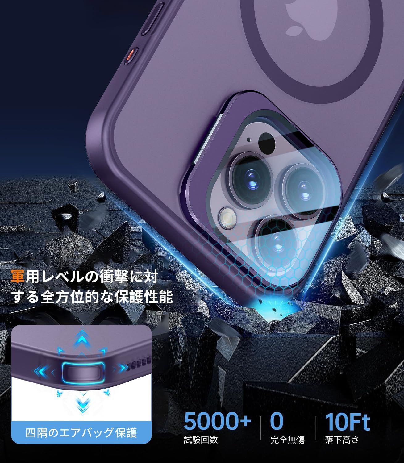 【セール中】 iPhone 13 Pro 用_ピンク WTAIYUN【レンズ保護+スタンド一体】iPhone 13 Pro用 ケース MagSafe 対応 米軍 Pro iPhone ケース いphone13プロマックス 米軍MIL規格 ブラック