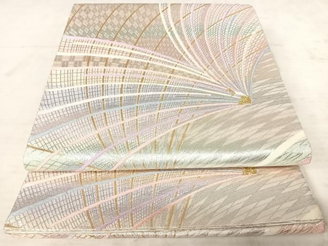 平和屋着物◎六通柄袋帯 孔雀羽文 金銀糸 正絹 逸品 AAAW2409yx
