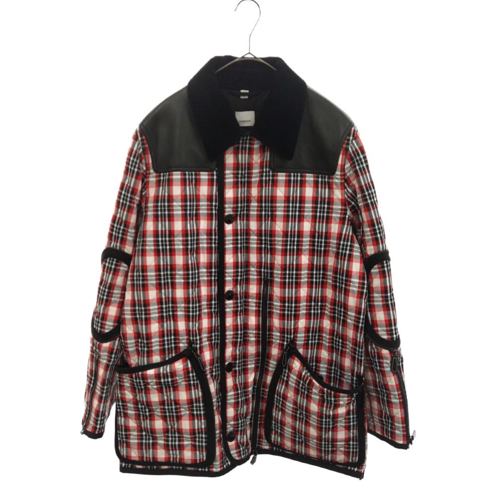 BURBERRY (バーバリー) チェックパデッド 襟コーデュロイ レザー