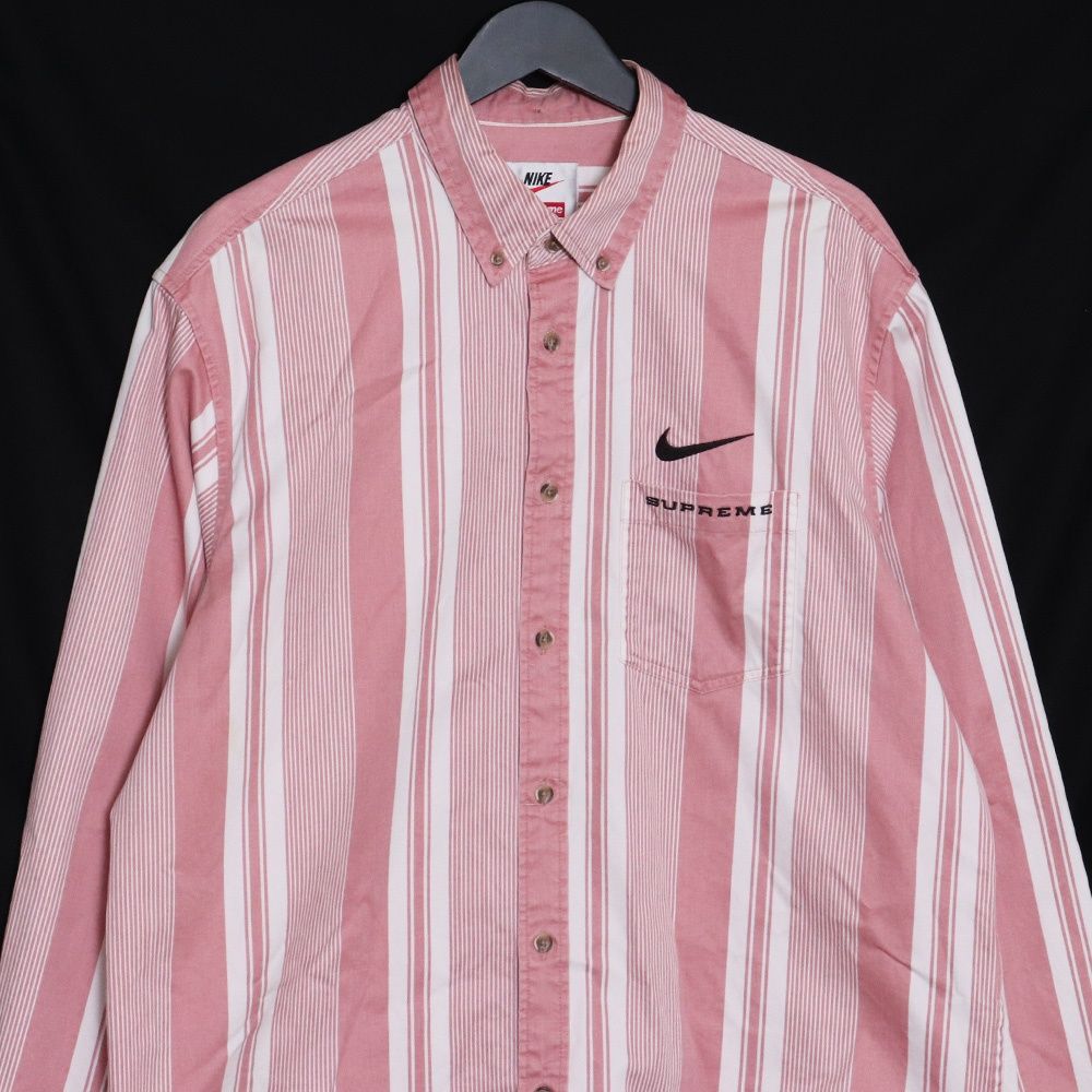 SUPREME × NIKE Cotton Twill Shirt Mサイズ ピンク