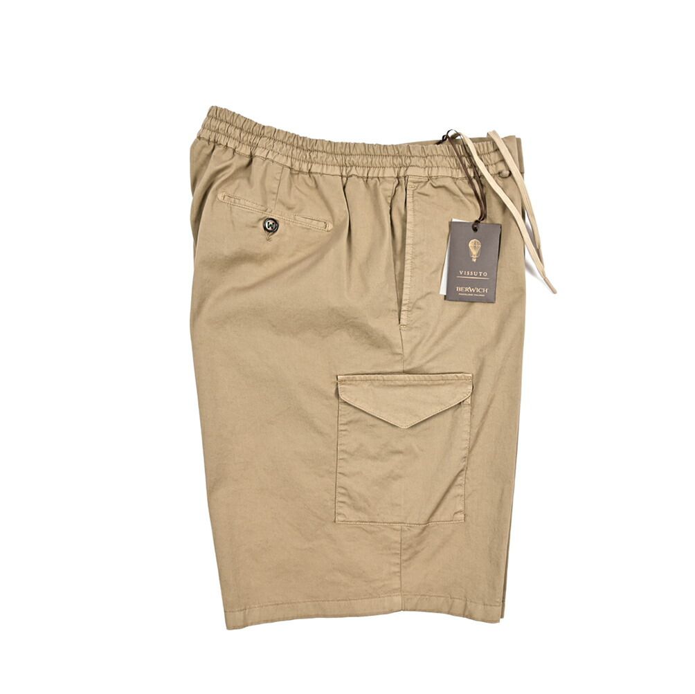 BERWICH ベルウィッチ BER_MUDA バミューダ イージーショーツ ノータック ストレッチ カーゴハーフパンツ 春夏 コットン ベージュ イタリア製 424221