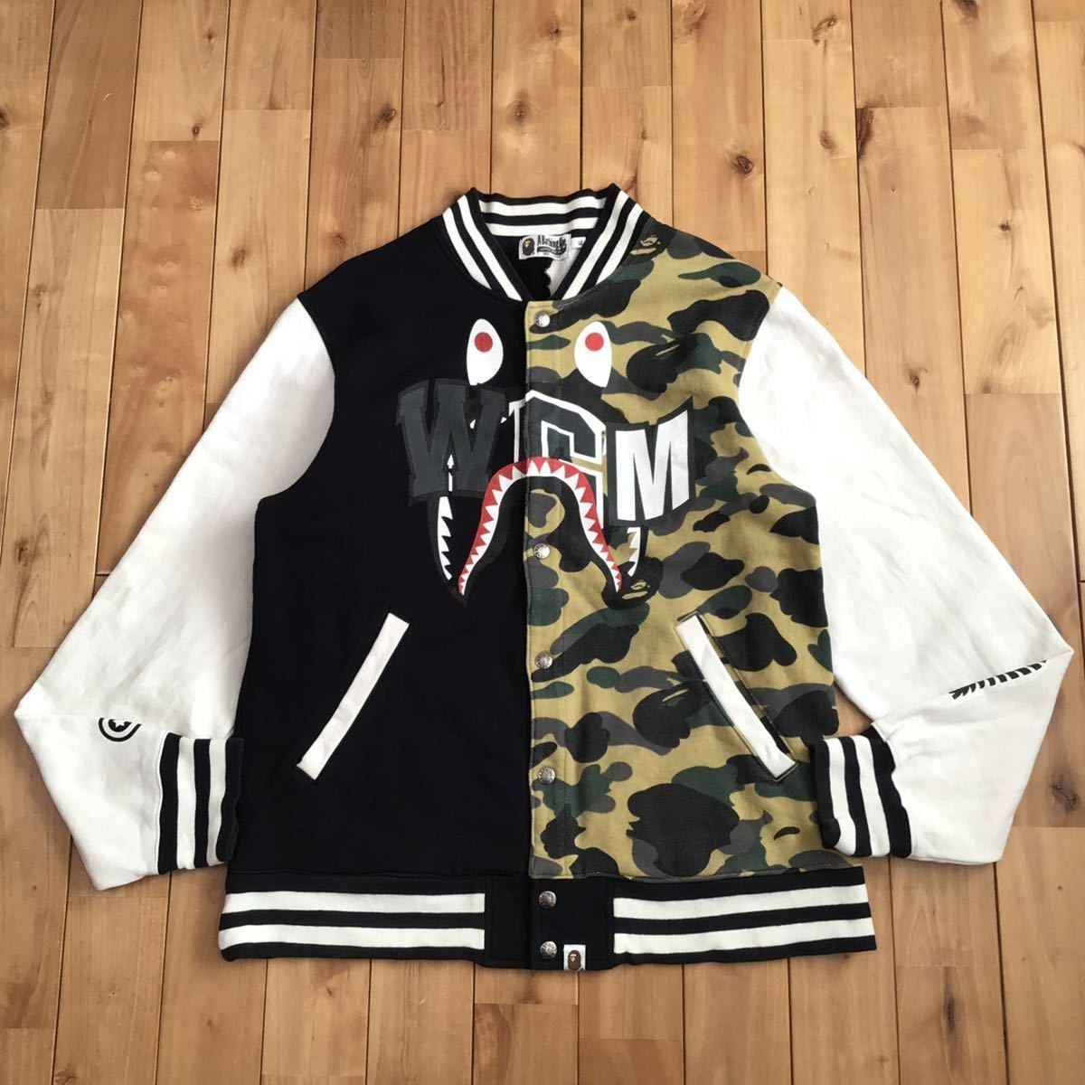 ☆ZOZO限定☆ XL SHARK VARSITY JACKET a bathing ape BAPE シャーク スウェット スタジャン エイプ  ベイプ アベイシングエイプ - メルカリ