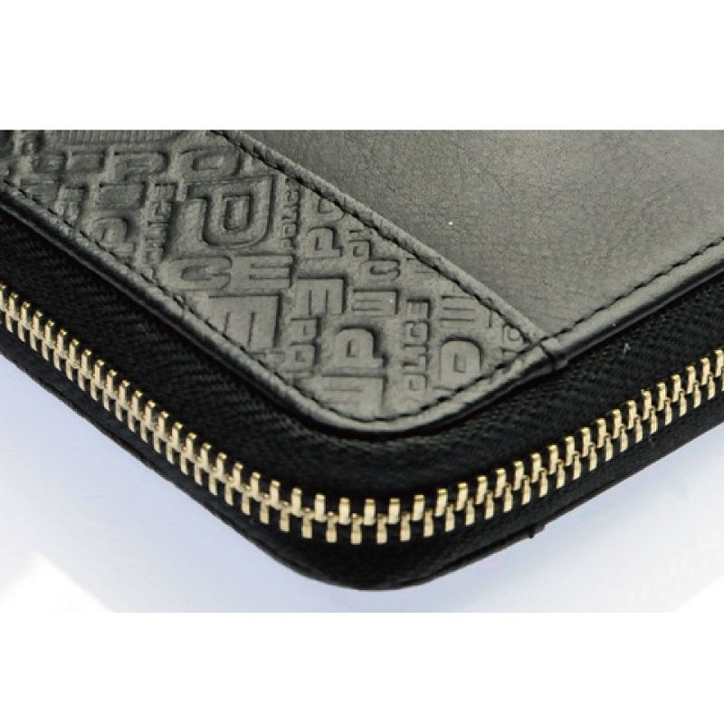 高価な メーカー POLICE ポリス 二つ折り財布 ラウンドファスナー ヌメ革 ブラック PA-56102-10 メンズ ブランド財布 入荷数限り！