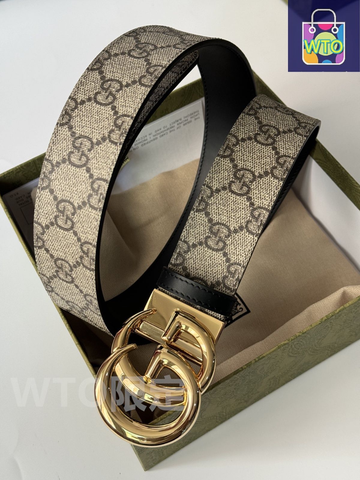 今日WTO】Gucci グッチ ダブル G レトロ回転バックル ベルト-1