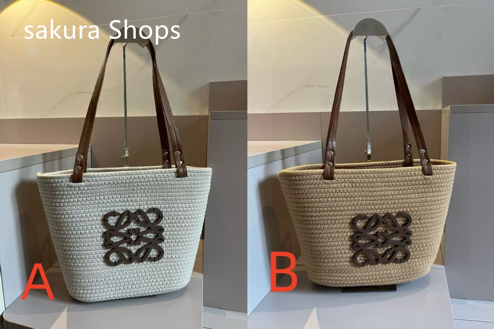 Loewe ロエベ バスケット ラフィア × レザー かごバッグ