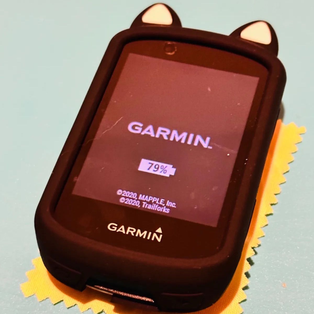 GARMIN Edge 530 対応 シリコンケース+保護フィルム セット 【猫耳・猫 