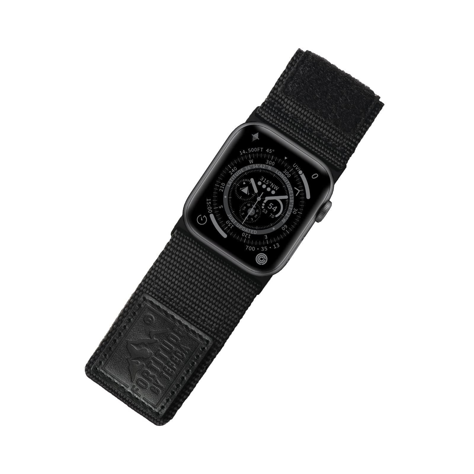 Tefeca Fortitudeシリーズ Apple Watch互換性/交換用バンド、アップルウォッチバンド(超広いブラックレーベル 太い腕用42/44/45mm)