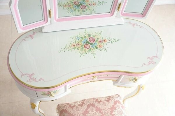 ROCOCO新型ドレッサー ガラス天板付き