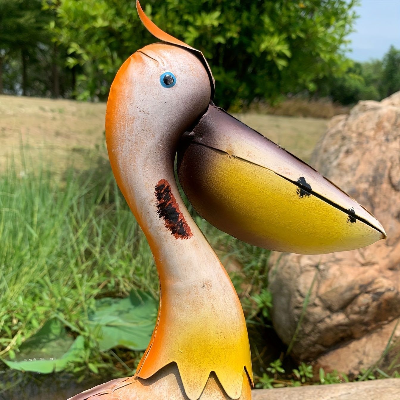 置物 オブジェ ガーデンオーナメント ペリカン 水鳥 バード 青 ピンク 室内 屋外 インテリア 玄関 リビング ダイニング 装飾 庭 ガーデニング 装飾 ガーデン 金属 ギフト インテリア用品 贈り物 雑貨